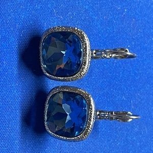 Vintage Monet Sapphire Glass Drop Earrings
